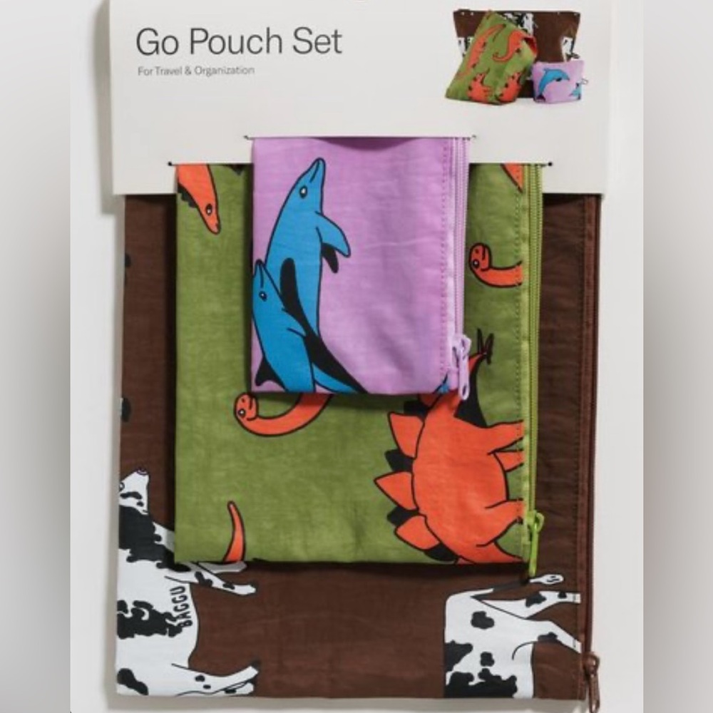 ISO Baggu cow/dino/dolphin animal friends pouch set